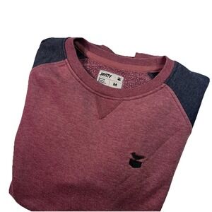 Jetty Marine‎ Supply Sweatshirt Mens M Burgundy Gray Kangaroo Pocket Knit Logo